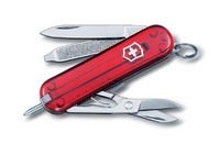 Нож-брелок VICTORINOX Signature, 58 мм, 8 функций, полупрозрачный красный