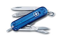 Нож-брелок VICTORINOX Signature, 58 мм, 8 функций, полупрозрачный синий