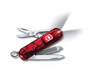 Нож-брелок VICTORINOX Swiss Lite, 58 мм, 8 функций, полупрозрачный красный