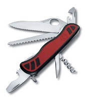 Нож перочинный VICTORINOX Forester M Grip One Hand, 111 мм, 10 функций, с фиксатором, красный с чёрным