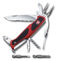 Нож перочинный VICTORINOX RangerGrip 174 Handyman, 130 мм, 17 функций, с фиксатором, красный с чёрным
