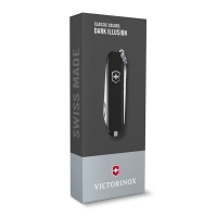 Нож-брелок Victorinox в подарочной коробке Classic SD Colors Dark Illusion, 58 мм, 7 функций, чёрный