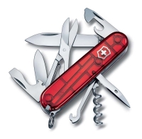 Швейцарский офицерский нож VICTORINOX Climber, 91 мм, 14 функций, полупрозрачный красный