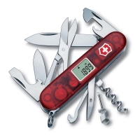 Швейцарский нож с часами VICTORINOX Traveller, 91 мм, 27 функций, полупрозрачный красный