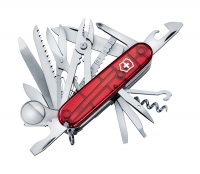 Швейцарский офицерский нож VICTORINOX Swiss Champ, 91 мм, 33 функции, полупрозрачный красный