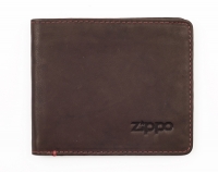Портмоне ZIPPO, коричневое, натуральная кожа, 11x1,2x10 см