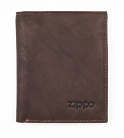 Портмоне ZIPPO, коричневое, натуральная кожа, 10x1,5x12,3 см