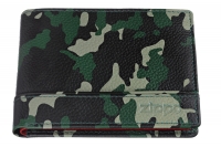 Портмоне ZIPPO, зелёно-чёрный камуфляж, натуральная кожа, 11,2×2×8,2 см