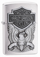 Зажигалка ZIPPO Harley-Davidson®, с покрытием Brushed Chrome, латунь/сталь, серебристая, 36x12x56 мм