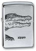 Зажигалка ZIPPO Alligator, с покрытием Brushed Chrome, латунь/сталь, серебристая, матовая, 36x12x56