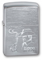 Зажигалка ZIPPO Cowboy, с покрытием Brushed Chrome, латунь/сталь, серебристая, матовая, 36x12x56 мм