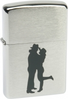 Зажигалка ZIPPO Cowboy Couple, с покрытием Brushed Chrome, латунь/сталь, серебристая, 36x12x56 мм