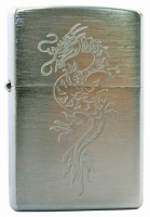 Зажигалка ZIPPO Dragon, с покрытием Brushed Chrome, латунь/сталь, серебристая, матовая, 36x12x56 мм