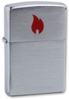 Зажигалка ZIPPO Red Flame, с покрытием Brushed Chrome, латунь/сталь, серебристая, 36x12x56 мм