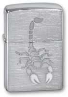 Зажигалка ZIPPO Scorpion, с покрытием Brushed Chrome, латунь/сталь, серебристая, 36x12x56 мм