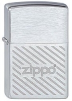 Зажигалка ZIPPO Stripes, с покрытием Brushed Chrome, латунь/сталь, серебристая, матовая, 36x12x56 мм