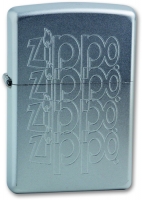 Зажигалка ZIPPO "Zippo Logo", с покрытием Satin Chrome™, латунь/сталь, серебристая, 36x12x56 мм