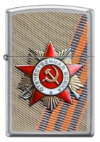 Зажигалка ZIPPO День победы с покрытием Street Chrome™, латунь/сталь, серебристая, 36x12x56 мм