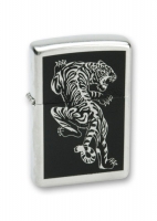 Зажигалка ZIPPO Tigre с покрытием Brushed Chrome, латунь/сталь, серебристая, матовая, 36x12x56 мм