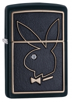 Зажигалка ZIPPO Playboy с покрытием Black Matte, латунь/сталь, чёрная, матовая, 36x12x56 мм
