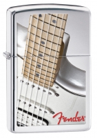 Зажигалка ZIPPO Fender с покрытием High Polish Chrome, латунь/сталь, серебристая, 36x12x56 мм