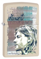 Зажигалка ZIPPO Kurt Cobain с покрытием Cream Matte, латунь/сталь, кремовая, матовая, 36x12x56 мм