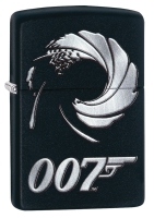 Зажигалка ZIPPO James Bond с покрытием Black Matte, латунь/сталь, чёрная, матовая, 36x12x56 мм