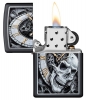 Зажигалка ZIPPO Skull Clock с покрытием Black Matte, латунь/сталь, чёрная, матовая, 36x12x56 мм