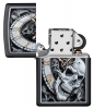 Зажигалка ZIPPO Skull Clock с покрытием Black Matte, латунь/сталь, чёрная, матовая, 36x12x56 мм