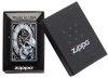 Зажигалка ZIPPO Skull Clock с покрытием Black Matte, латунь/сталь, чёрная, матовая, 36x12x56 мм