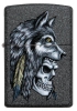 Зажигалка ZIPPO Wolf Skull с покрытием Iron Stone™, латунь/сталь, серая, матовая, 36x12x56 мм