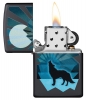 Зажигалка ZIPPO Wolf and Moon с покрытием Black Matte, латунь/сталь, чёрная, матовая, 36x12x56 мм