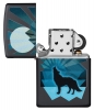 Зажигалка ZIPPO Wolf and Moon с покрытием Black Matte, латунь/сталь, чёрная, матовая, 36x12x56 мм