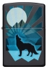 Зажигалка ZIPPO Wolf and Moon с покрытием Black Matte, латунь/сталь, чёрная, матовая, 36x12x56 мм