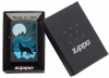 Зажигалка ZIPPO Wolf and Moon с покрытием Black Matte, латунь/сталь, чёрная, матовая, 36x12x56 мм