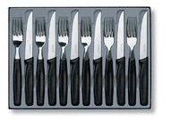 Набор столовых приборов VICTORINOX: 6 ножей для стейков 5.1233 и 6 вилок 5.1543, чёрная рукоять