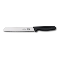 Нож для хлеба VICTORINOX, лезвие 18 см. с серрейторной заточкой, чёрный