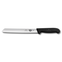 Нож для хлеба VICTORINOX Fibrox, лезвие 21 см. с серрейторной заточкой, чёрный