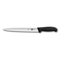 Нож для тонкой нарезки VICTORINOX Fibrox, с волнистым лезвием 25 см., чёрный