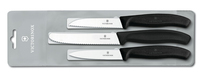 Набор кухонных ножей VICTORINOX из 3-х предметов, чёрная ручка