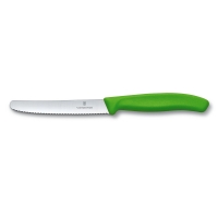 Нож столовый VICTORINOX SwissClassic, лезвие 11 см с серрейторной заточкой, зелёный