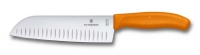 Нож сантоку VICTORINOX SwissClassic, рифлёное лезвие 17 см., оранжевый, в картонном блистере