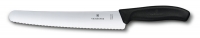Нож для хлеба и выпечки VICTORINOX SwissClassic, лезвие 22 см. с серрейторной заточкой, чёрный, в картонном блистере