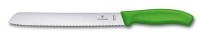 Нож для хлеба VICTORINOX SwissClassic, лезвие 21 см. с серрейторной заточкой, зелёный, в блистере