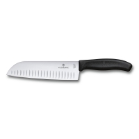 Нож сантоку VICTORINOX SwissClassic, рифлёное лезвие 17 см., чёрный