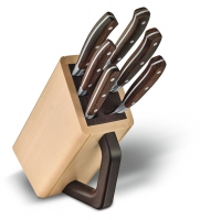 Набор из 6 кованых кухонных приборов VICTORINOX: 5 ножей и вилка, в подставке из бука