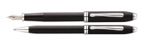 Набор Cross Townsend: перьевая ручка и шариковая ручка. Цвет - матовый черный