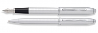 Набор Cross Townsend: перьевая ручка и шариковая ручка. Цвет - серебристый.